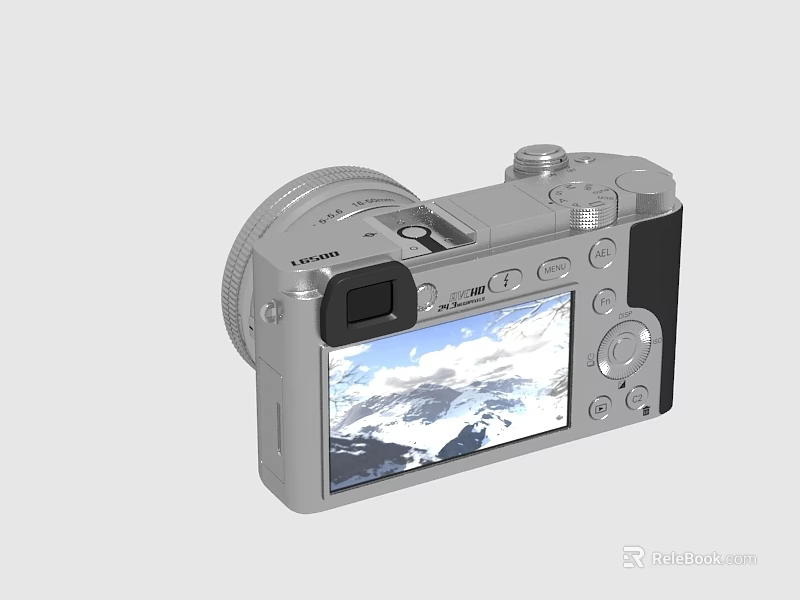 Vintage Style Digital Camera With LCD Screen Showing Snow Mountain View And Functional Buttons 3d model