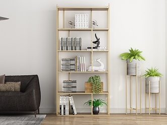 Modern Bookshelf Iron Bookshelf Storage Rack 3d model