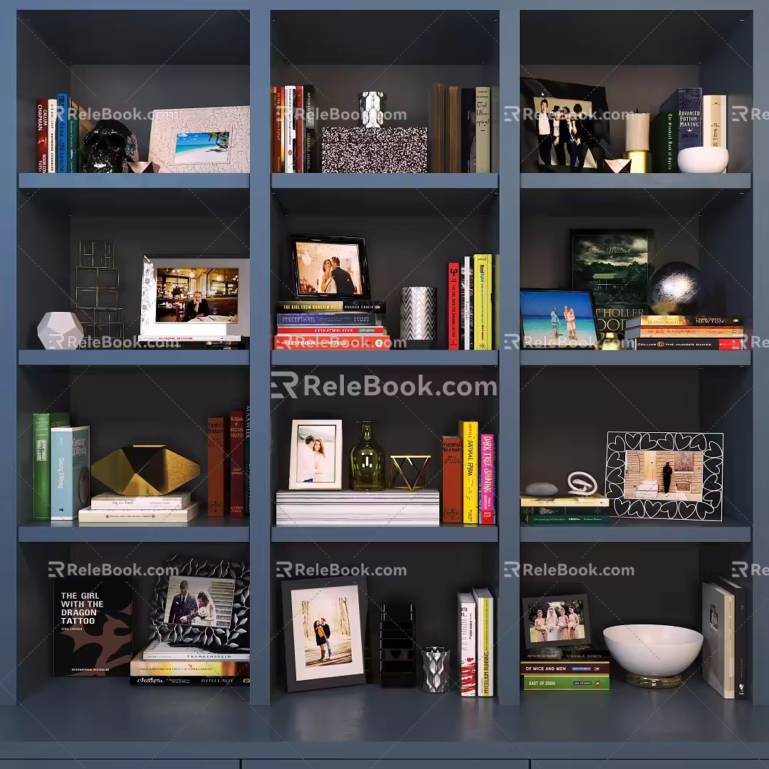 Modern Bookshelf Storage Rack Decorations 3d model