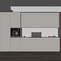 Sleek Modern Built in Wine Cabinet with Glass Doors and LED Lighting in Kitchen Interior