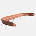 Curved Sectional Sofa With Blush Upholstery And Metal Legs For Modern Living Room