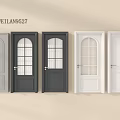 Modern Hinged Doors With Various Designs Including Glass Panels And Solid Panels 3d model