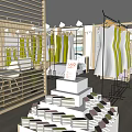 Modern Clothing Store Interior With Wooden Partitions Clothing Displays And Lighting Fixtures