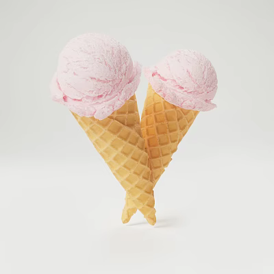 Strawberry Ice Cream Egg Roll Ice Cream Dessert Cone 3d model Strawberry Ice Cream Egg Roll Ice Cream Dessert Cone 3d model