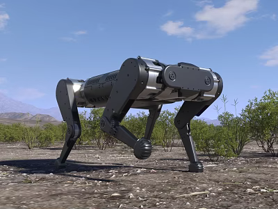 Advanced Industrial Quadruped Robotic Equipment With Metallic Structure For Outdoor Terrain 3d model