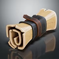 Rolled Wooden Like Object With Black And Brown Leather Straps 3d model