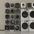 Modern Home Laundry Room With Multiple Washing Machines And Control Panels 3d model