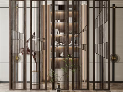 Modern Wooden Room Divider With Geometric Lattice Design For Interior Decorative Space 3d model