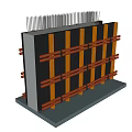 Building Component Structure Featuring Wooden Formwork Steel Supports And Reinforcement Bars 3d model