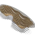 Artistic Modern Wooden Coffee Table With Intricate Lattice Structure And Smooth Transparent Edges