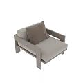 Simple Design Leisure Chair With Wooden Frame And Beige Cushion Pillow