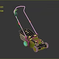 Garden Lawn Plants Maintenance With Green Black Electric Lawn Mower Orange Handles White Wheels