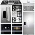 Modern Kitchen Featuring Miele Gas Cooktop With Stainless Steel Grill Grates And Control Knobs 3d model