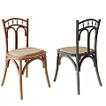 Classic Design Dining Chairs With Arched Cutout Backrest And Light Padded Seat In Two Tone Wood