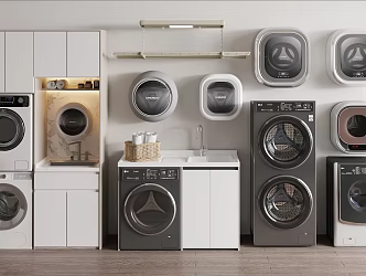 modern washing machine cabinet washer dryer 3d model