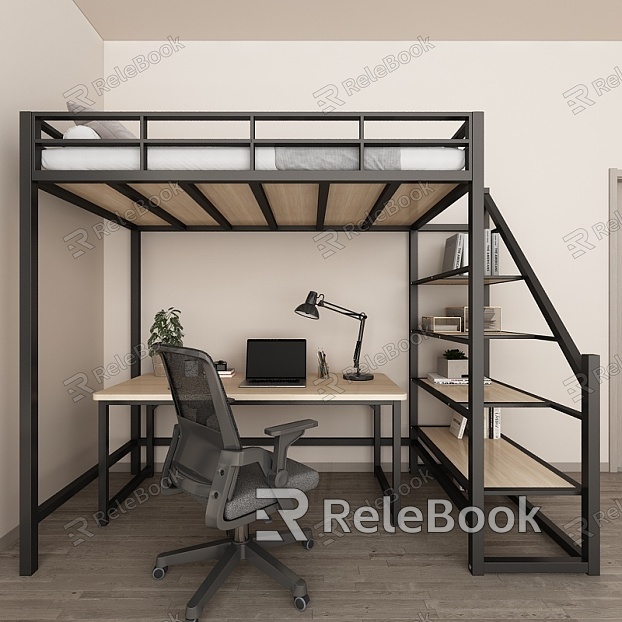 Modern Bed Loft Bed Internet Red Bed model