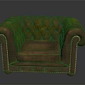 Classic Brown Leather Armchair Furniture With Tufted Upholstery And Brass Studs