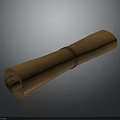 Rolled Brown Leather Scroll With Leather Strap On Gray Background