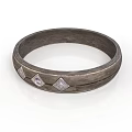 Dark Metallic Bracelet With Diamond Shaped Decorations And Textured Surface 3d model