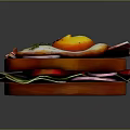 Delicious Sandwich with Fried Egg Fresh Tomato Red Onion and Crisp Lettuce on Toasted Bread