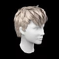 Game Movie Character 3D Head Model With Short Blonde Hair On Black Background