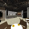Modern Shop Front Desk Reception Area With Decorative Lights Green Plants Seating And Warm Lighting