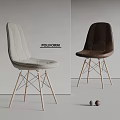 POLIFORM Modern Dining Chairs With Upholstered Seat Light Gray And Dark Brown Wooden Legs
