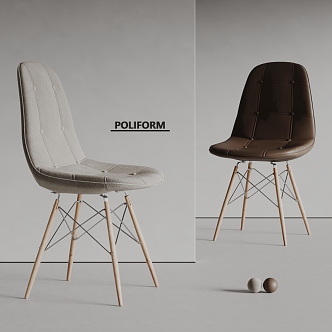 Modern poliform Dining Chair Fabric Leisure Chair Single Chair Leather Chair 3d model