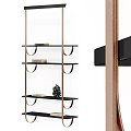 Elegant Modern Decorative Ornament Set With Metal Frame Black Shelves And Small Plant Books