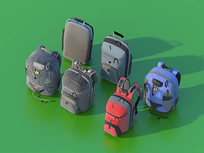 Colorful Backpacks In Different Styles And Modern Designs For Daily Use 3d model