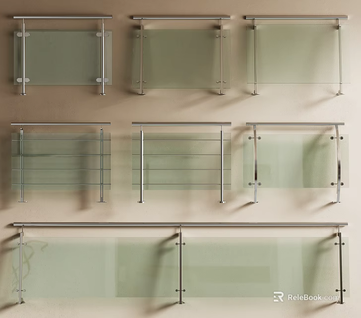 Modern Glass Railing Styles For Interior Use 3d model