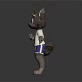 Cute Grey Cartoon Cat Game Movie Character In White T shirt And Blue Shorts