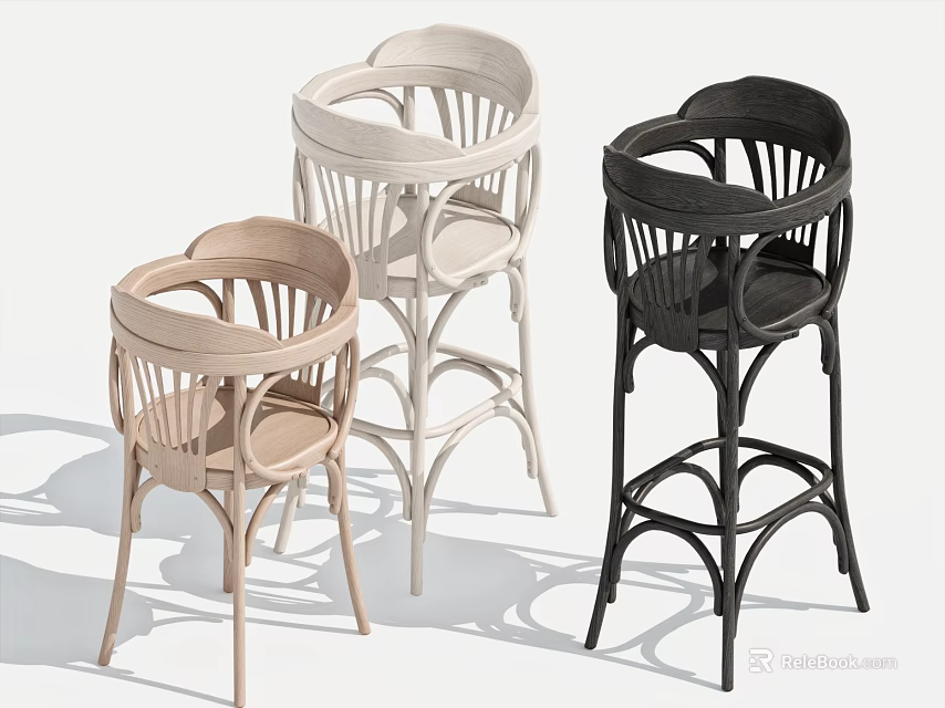 Stylish Heart Shaped Children's Chairs in Multiple Colors with Openwork Backrest Design 3d model 