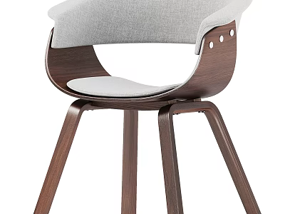 Modern Light Grey Fabric Dining Chair With Dark Brown Wooden Legs 3d model