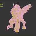 Magical White Winged Unicorn Pony With Green Blue Mane Yellow Hooves And Crown