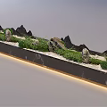 Miniature Garden Landscape With Rock Formations Green Plants And Mossy Pathway
