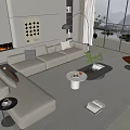 Modern sofa coffee table combination 3d model