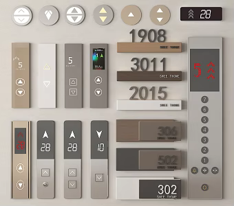 Modern elevator switch elevator button key elevator display 3d model