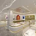 Elegant Jewelry Store Interior With Glass Display Cases Golden Accents And Soft Lighting