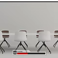 Long White Conference Table With White And Brown Chairs In Modern Office Setup