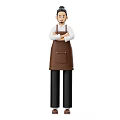 Man Wearing White Shirt and Brown Apron with Arms Crossed Standing Still