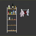 Multi Tier Kitchen Storage Shelf Organizer With Bottles Containers And Hanging Towels