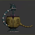 Traditional Handcrafted Ceramic Equipment With Green Accents Yellow Base And Intricate Decorative Patterns