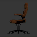 Comfortable Brown Leather Office Chair With High Back Armrests And Wheeled Base