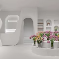 Floral Shop Interior Design With Colorful Flower Bouquets On Display Platforms
