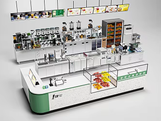 Modern Milk Tea Point Milk Tea Bar Tea Bar Tea Bar Equipment Reception Desk 3d model