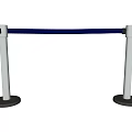 Stanchion Barrier With White Poles Blue Strap And Black Stable Bases