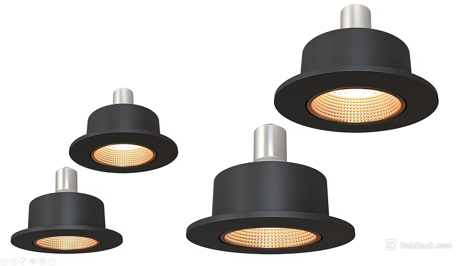 Modern Black LED Downlights With Silver Trim Ceiling Mounted For Home Lighting 3d model 