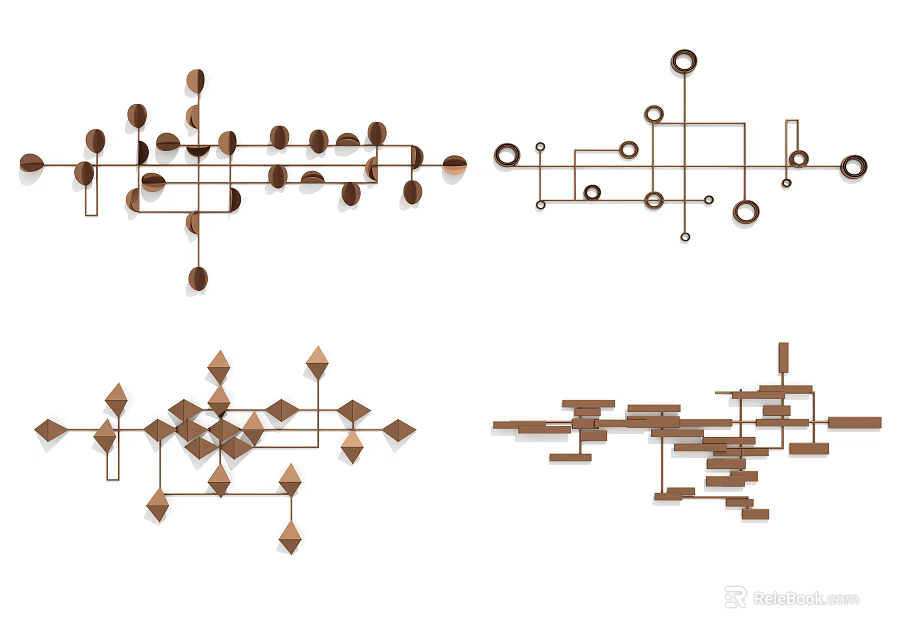 Elegant Modern Geometric Wall Decor With Abstract Metal Shapes And Patterns 3d model