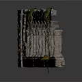 Stone Arcade Model Featuring Ancient Architecture Style Green Vines And Reflection On White Background 3d model